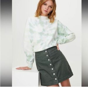 Wilfred Aritzia Free Karmen Green Corduroy Button-Front Mini Skirt